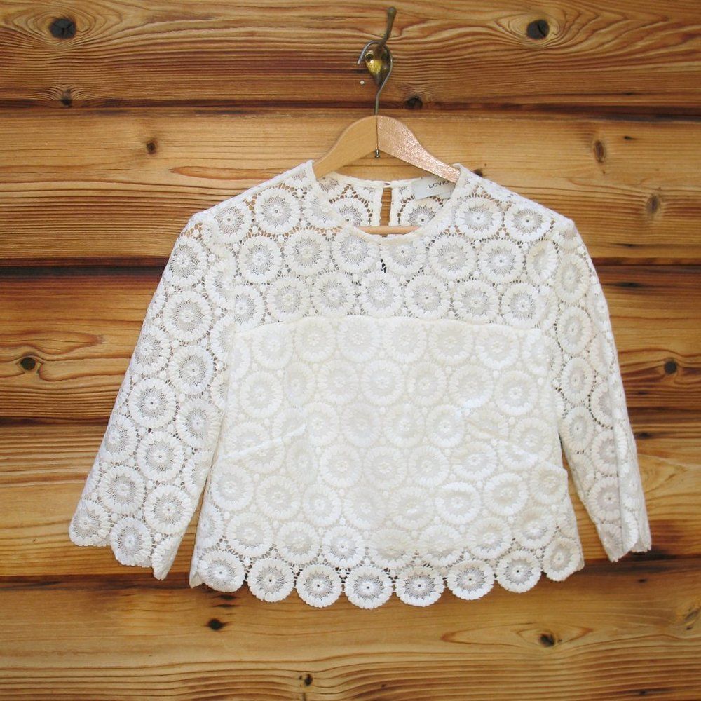 Love the Label White Lace Cropped Top
